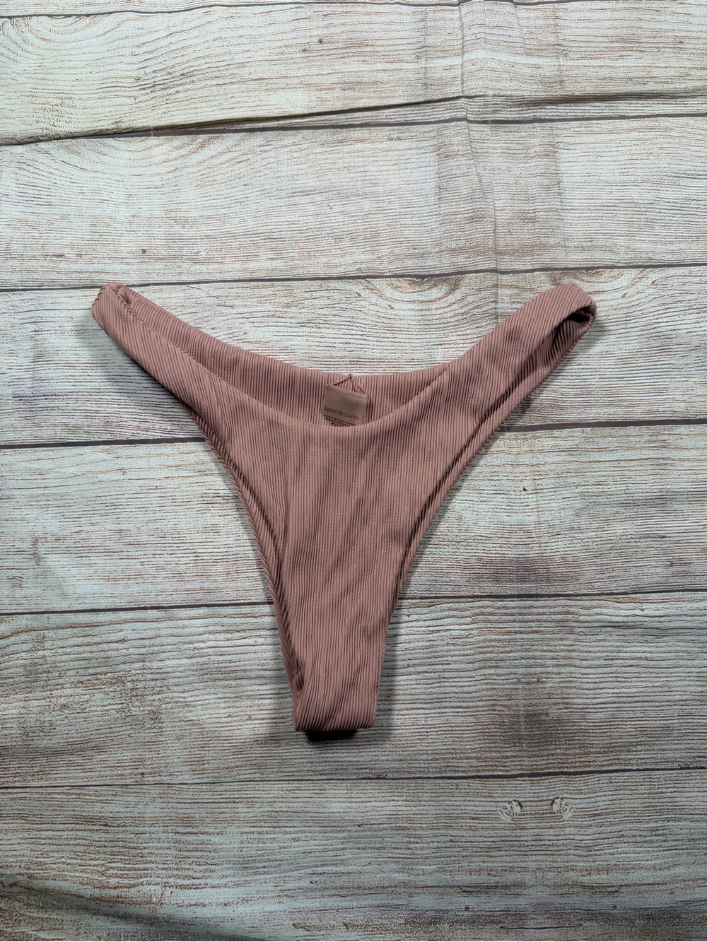 Sanori Swim Ribbed High-Cut Bikini Bottom in Dusty‎ Rose